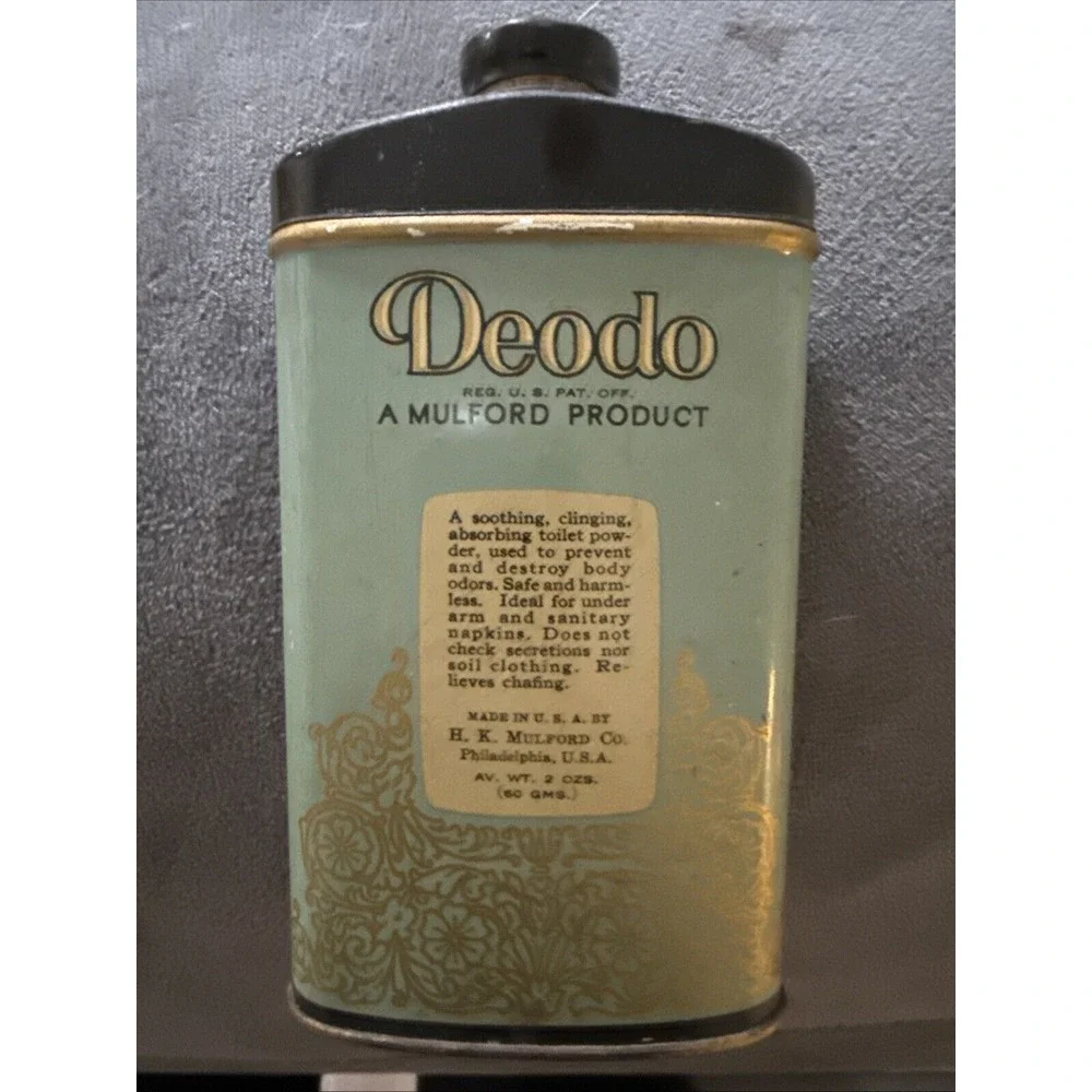 1940s Vintage Deodo Powder TIN The Pleasant‎ Deodorant Mulford Co. Philadelphia